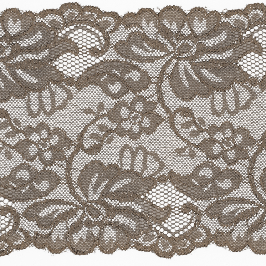 Taupe - Elastisk spets, 15cm