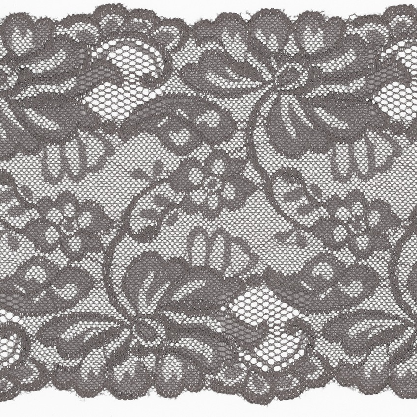 Grey - Elastisk spets, 15cm