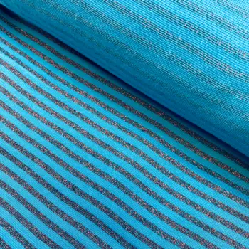 Muddväv, randig - Turkos/multi glitter