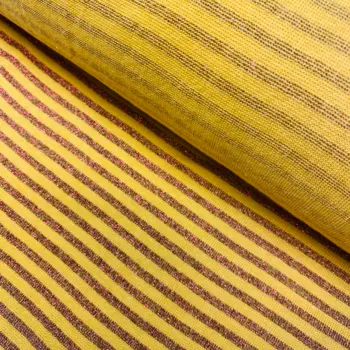 Muddväv, randig - Gul/cerisröd glitter