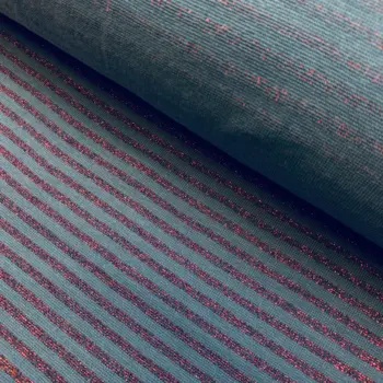 Muddväv, randig -Grå / rött glitter