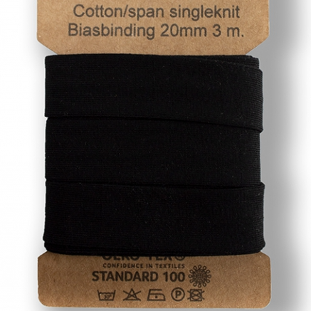 690 | 3m trikåkantband, färdigvikt - Svart