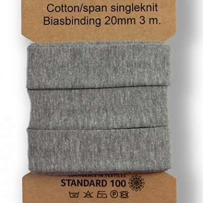 3m trikåkantband, färdigvikt - Middle grey melange