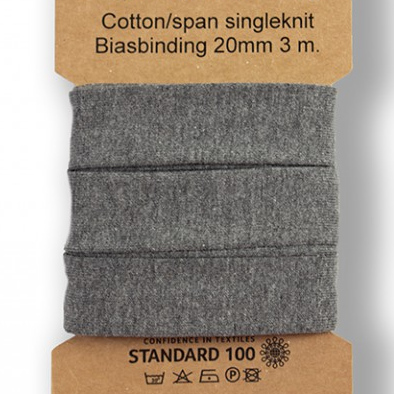 3m trikåkantband, färdigvikt - DK grey melange