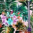 Djungel, rosa - Trikåtyg