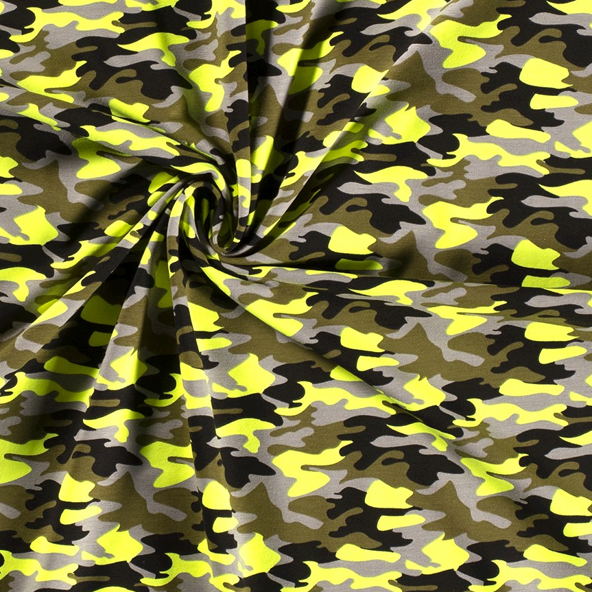 Mini camo, yellow - Jersey fabric