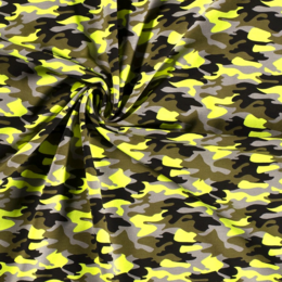 Mini camo, yellow - Trikåtyg