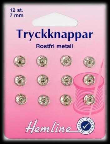 TRYCKKNAPPAR 12 ST. 7 MM FÖRNICKLADE