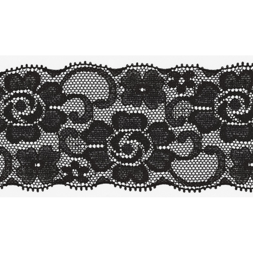 Svart - Elastisk spets, 50mm