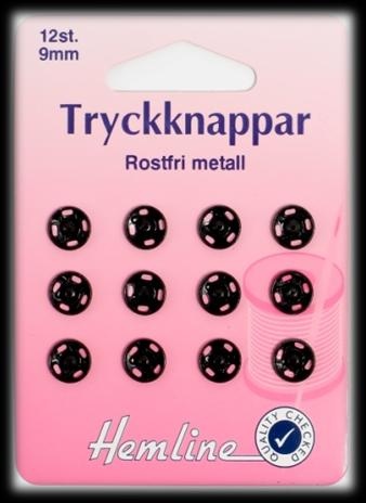 TRYCKKNAPPAR 12 ST. 9 MM SVARTA