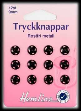 TRYCKKNAPPAR 12 ST. 9 MM SVARTA