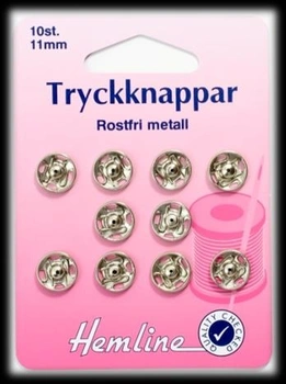 TRYCKKNAPPAR 10 ST. 11 MM FÖRNICKLADE