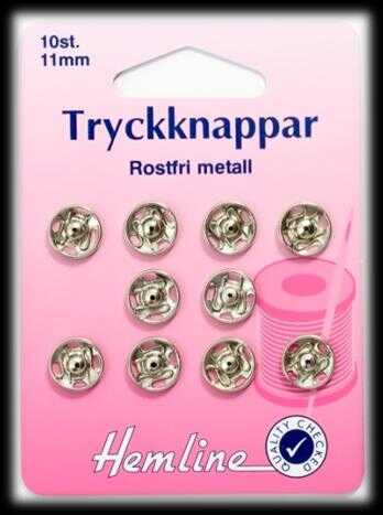 TRYCKKNAPPAR 10 ST. 11 MM FÖRNICKLADE