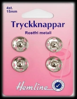 TRYCKKNAPPAR 4 ST. 15 MM FÖRNICKLADE