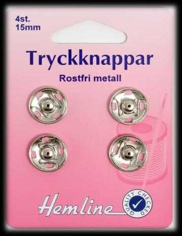 TRYCKKNAPPAR 4 ST. 15 MM FÖRNICKLADE