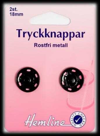 TRYCKKNAPPAR 2 ST. 18 MM SVARTA