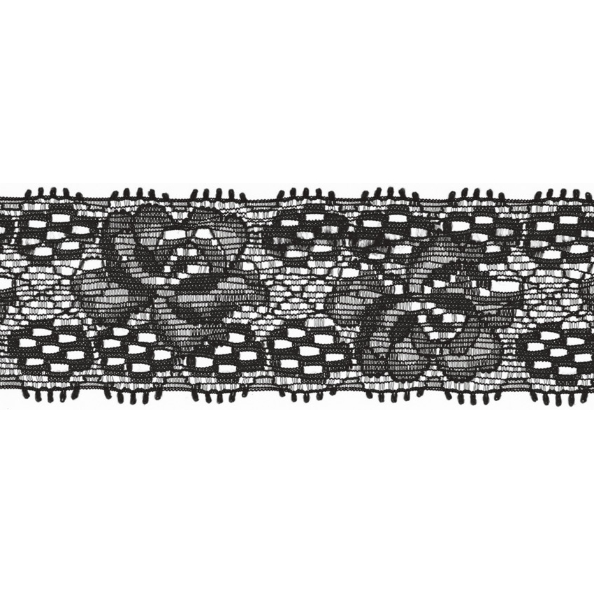 Svart - Elastisk spets, 30mm
