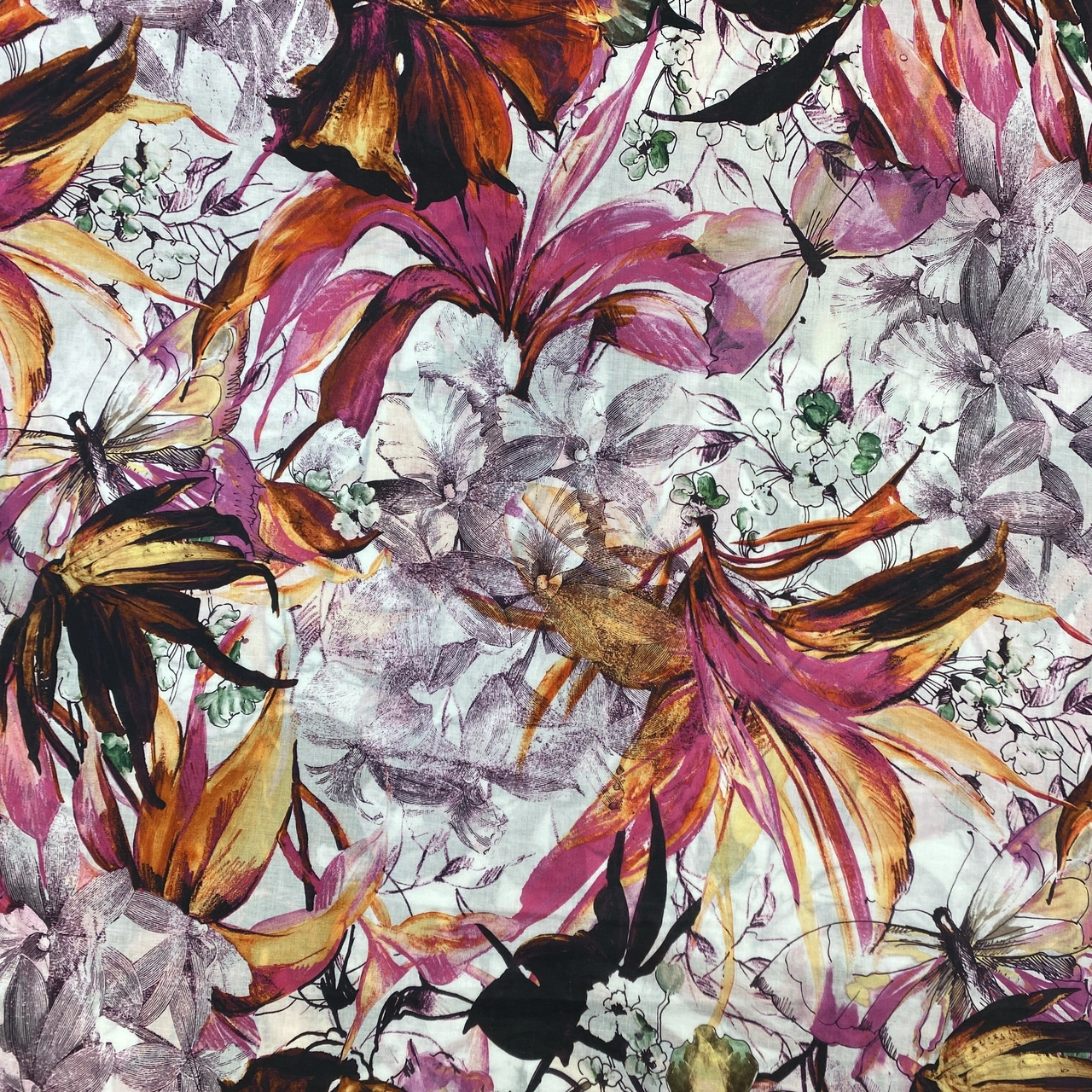 Nora, cerise - Bomullsvoile