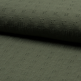 Broderat, Khaki - Muslin