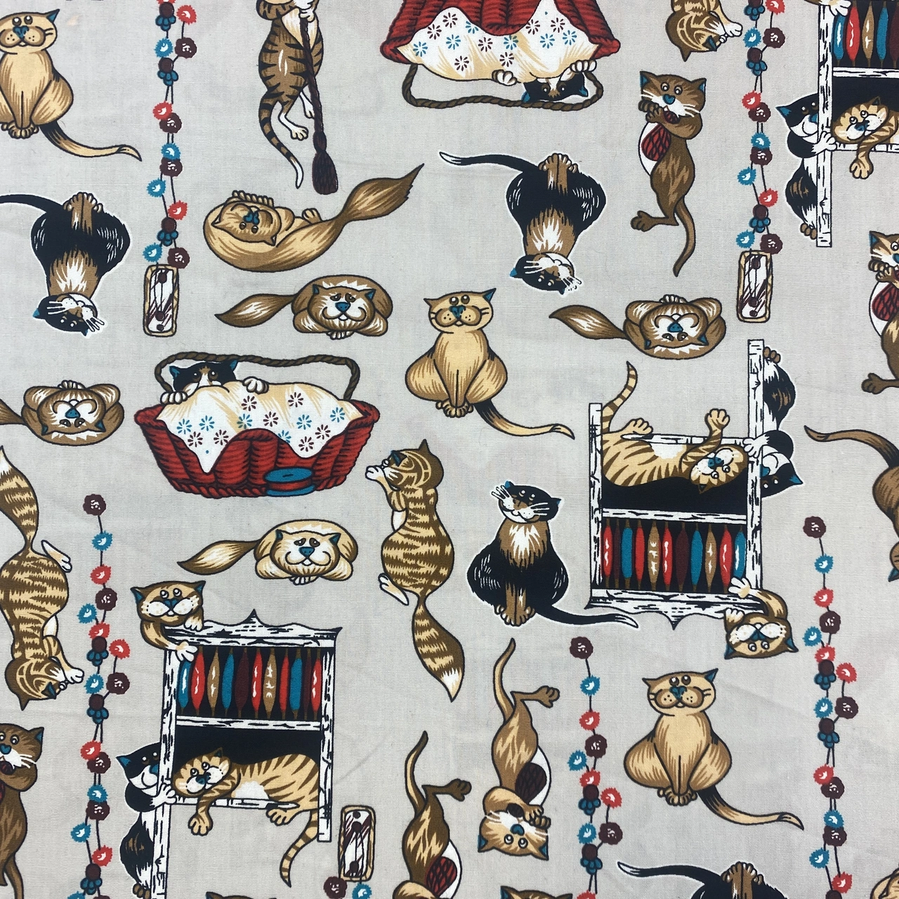 Katt liv, grå - Bomullstyg