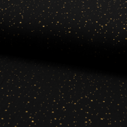 Muslin tyg, Guld dots - Svart