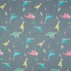 Watercolor Dinos, dusty blue - Trikåtyg