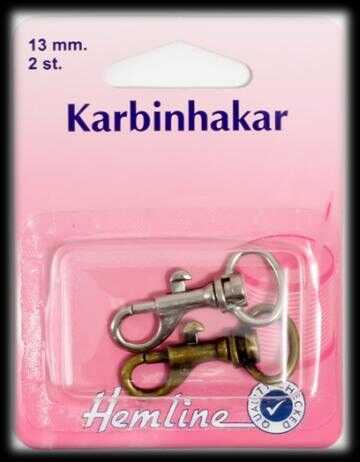 KARBINHAKE 2 x 13 MM SORT. FÄRGER