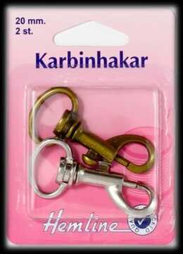 KARBINHAKE 2 x 20 MM SORT. FÄRGER