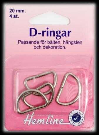 D-RING 4 x 20 MM FÖRNICKLAD