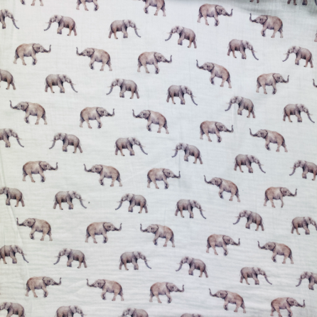 Digitaltryckt Muslin tyg - Elefanter