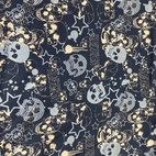 Bomullstyg ,Vävt - Blue Skull