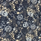 Bomullstyg ,Vävt - Blue Skull Q 3-1