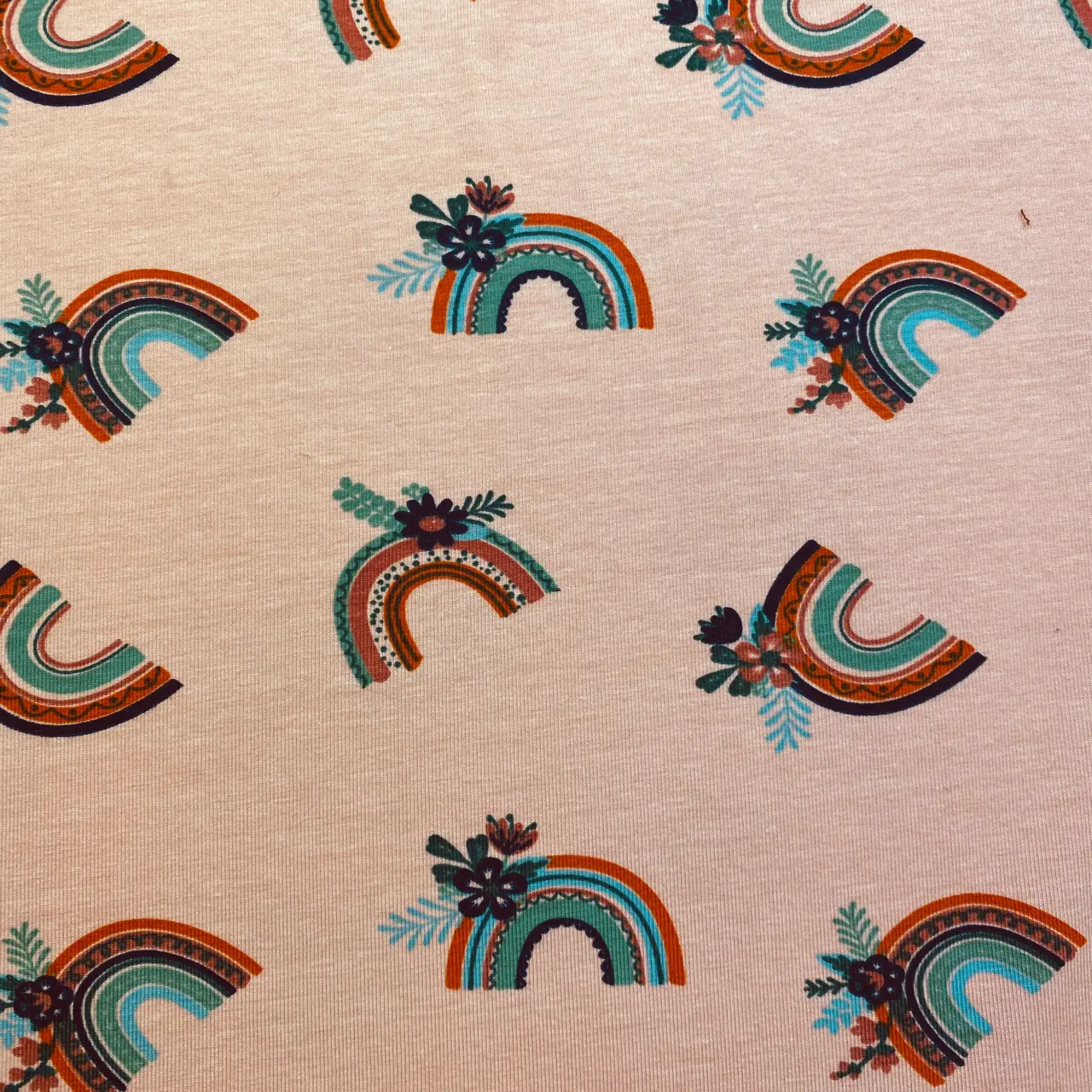 Small rainbow, dusty pink - Jersey fabric