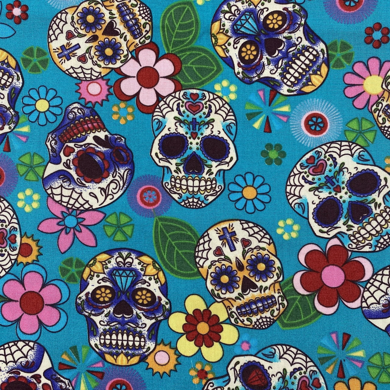 Bomullstyg ,Vävt - Retro Skalle Q8-3