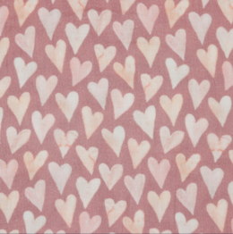 Digitaltryckt Muslin tyg - Hjärtan, rosa