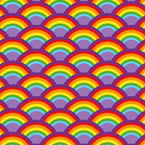 Funky rainbow, lila - Trikåtyg