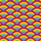 Funky rainbow, lila - Trikåtyg