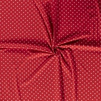 Röd med vita prickar - Trikåtyg