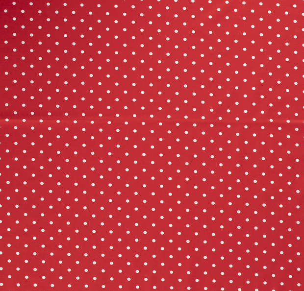 Röd med vita prickar - Trikåtyg