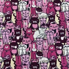 Bomullstyg ,Vävt - Multi Katter Rosa