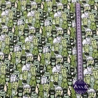 Cotton Fabric, Woven - Multi Cats Green