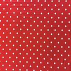 Röd med vita prickar - Trikåtyg