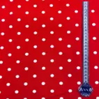 Röd med vita prickar - Trikåtyg