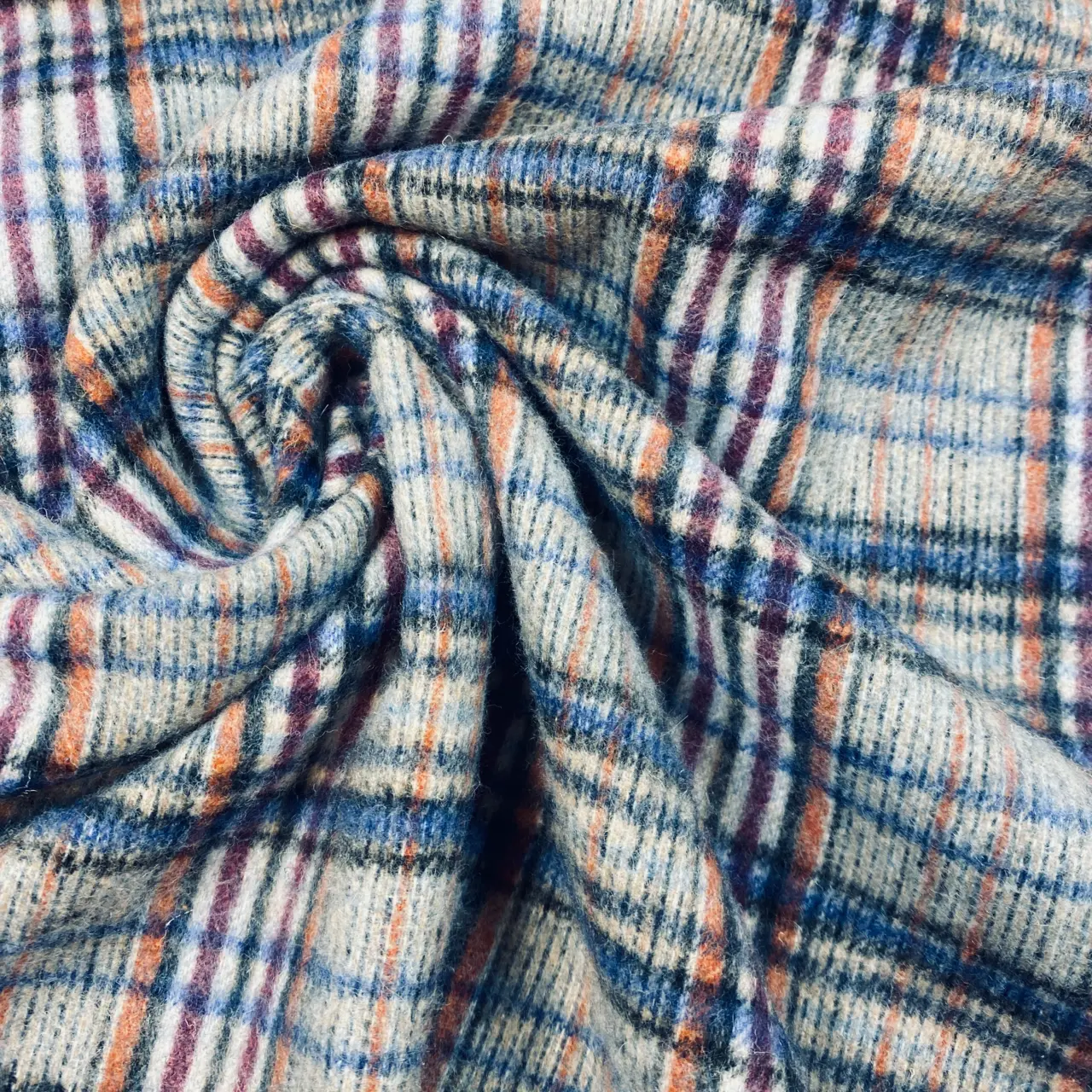Wool fabric - Jeans grey check