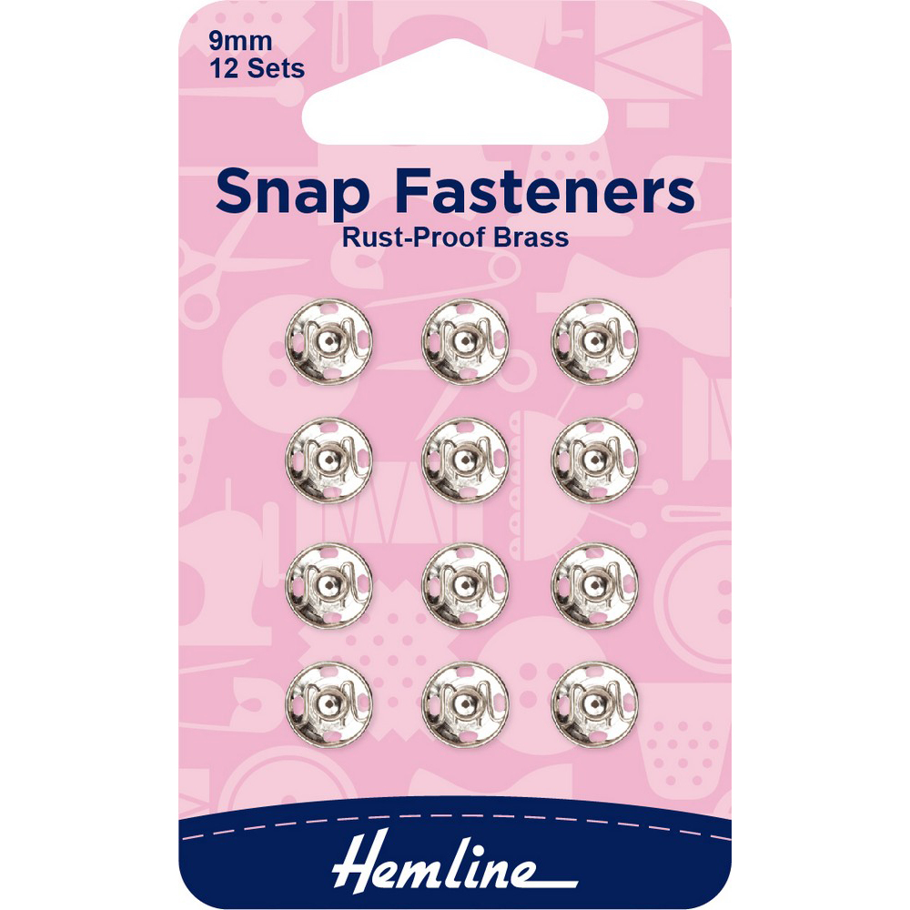 Snap Fasteners Rust-Proof Brass 9mm Nickel 12 Sets