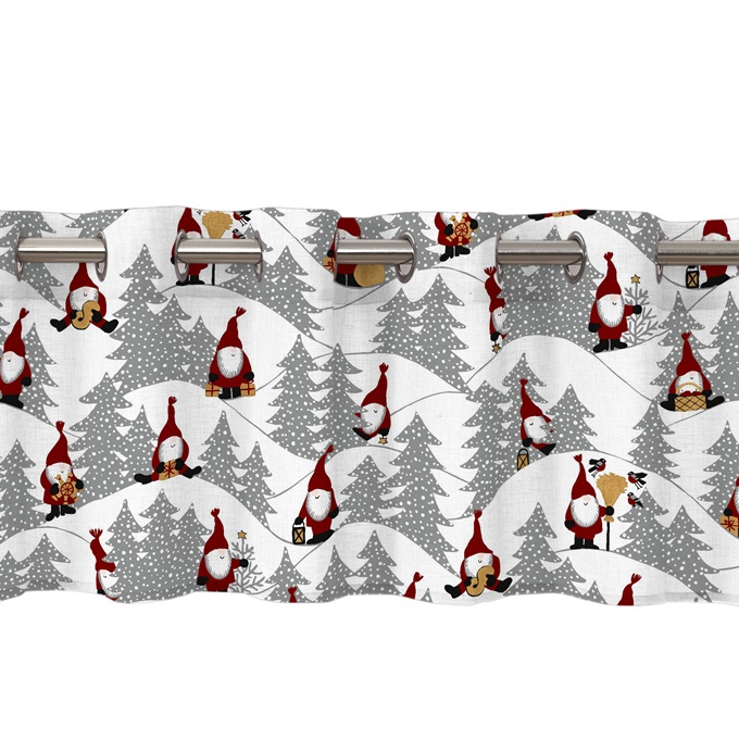 Gardinkappa, 2,5m - Snöfall, Vit/grå