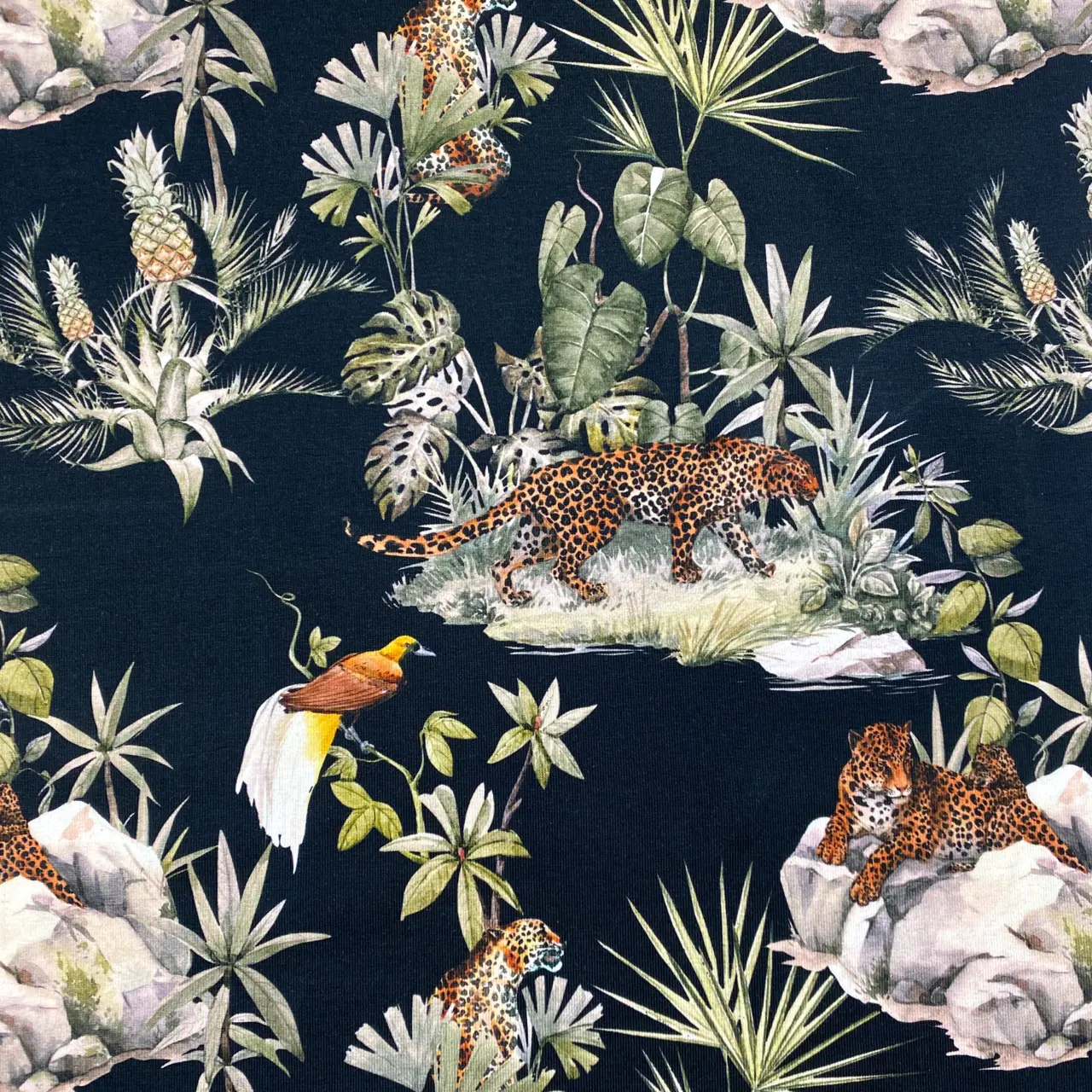 Vintage Leopard, mörk - Trikåtyg