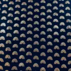 Rainbow, blå, guldfolie print  - Trikåtyg