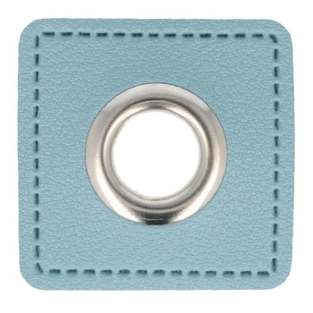 Läderlapp med öljett - Fyrkant, Jeans 8mm