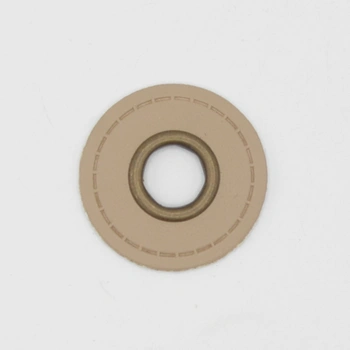 Läderlapp med öljett - Rund, Sand 8mm